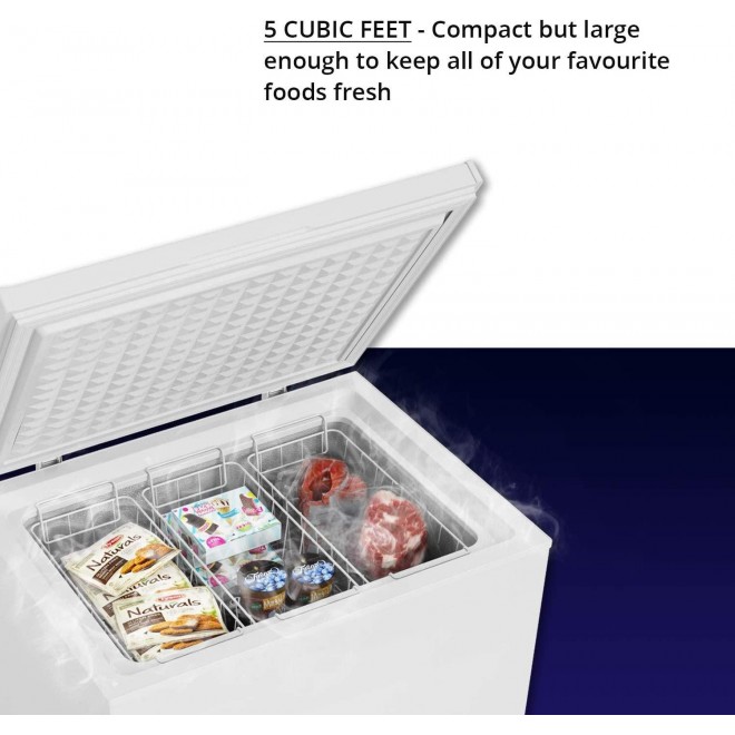 Northair Chest Freezer - 5 Cu Ft with 3 Removable Baskets - Reach In Freezer Chest - Quiet Compact Freezer - 7 Temperature Settings - White