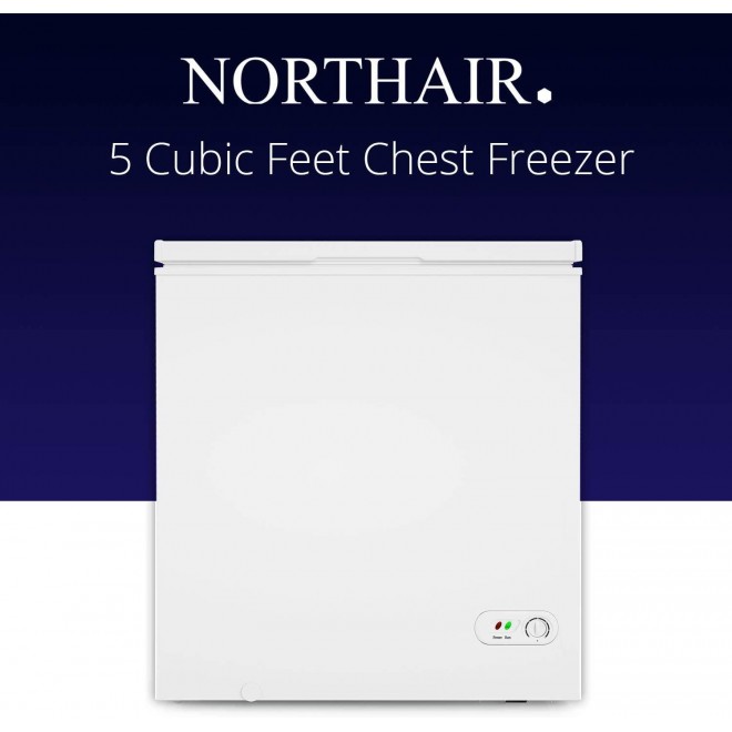 Northair Chest Freezer - 5 Cu Ft with 3 Removable Baskets - Reach In Freezer Chest - Quiet Compact Freezer - 7 Temperature Settings - White