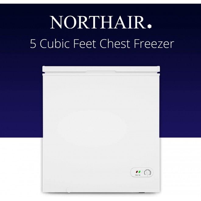 Northair Chest Freezer - 5 Cu Ft with 3 Removable Baskets - Reach In Freezer Chest - Quiet Compact Freezer - 7 Temperature Settings - White