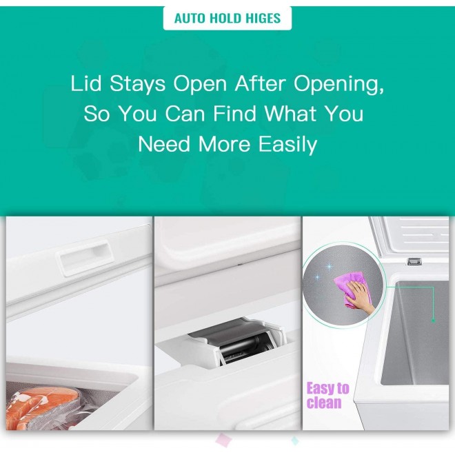 Antarctic Star 5.0 Cu.ft Chest Freezer 6.8℉to -4℉with Removable Basket Free Standing Top open Door Compact Freezer with Adjustable 7 Temperature Defrost Water Drain/Power Saving UL Certified White