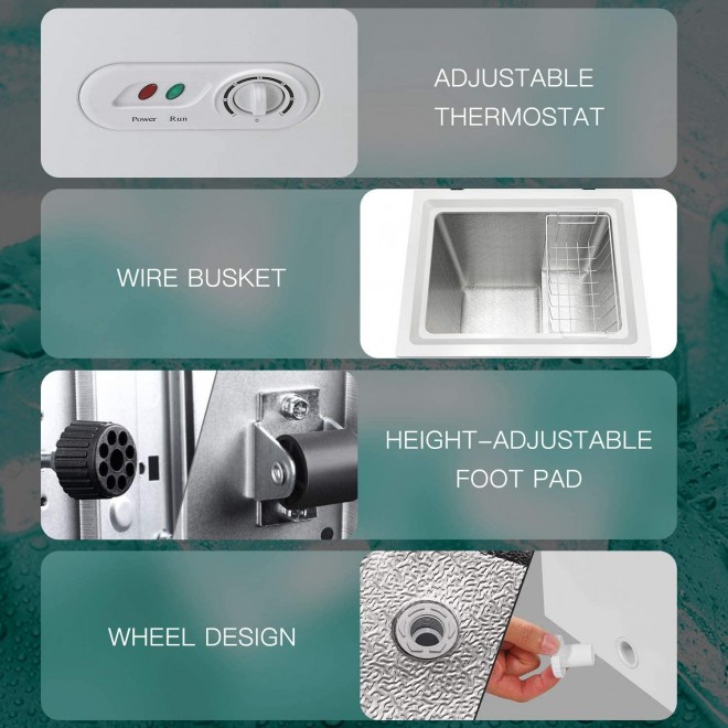 Antarctic Star 5.0 Cu.ft Chest Freezer 6.8℉to -4℉with Removable Basket Free Standing Top open Door Compact Freezer with Adjustable 7 Temperature Defrost Water Drain/Power Saving UL Certified White
