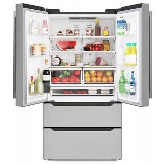 KoolMore RS-FR22 Counter Depth 22.5 Cu.Ft French Door Refrigerator with Automatic Ice Maker Stainless-Steel Fridge, Silver