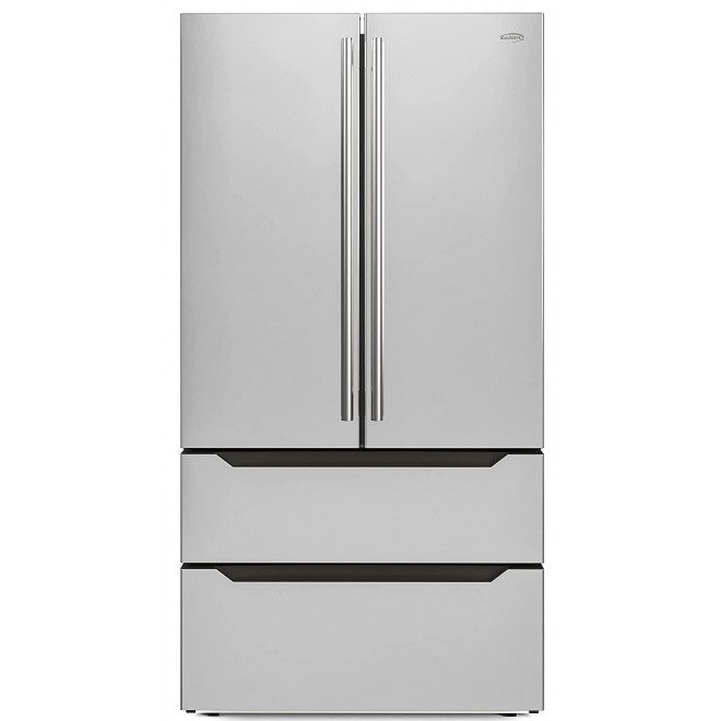 KoolMore RS-FR22 Counter Depth 22.5 Cu.Ft French Door Refrigerator with Automatic Ice Maker Stainless-Steel Fridge, Silver