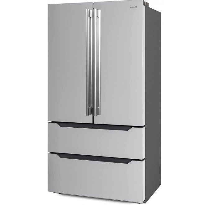 KoolMore RS-FR22 Counter Depth 22.5 Cu.Ft French Door Refrigerator with Automatic Ice Maker Stainless-Steel Fridge, Silver