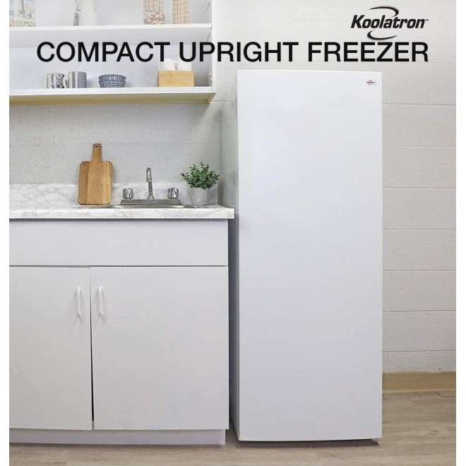 Koolatron Compact Upright Freezer with 5.3 Cubic Feet Capacity - Space-Saving Slim Design Deep freezer for Home, Apartment, Condo, Cabin and Basement - White
