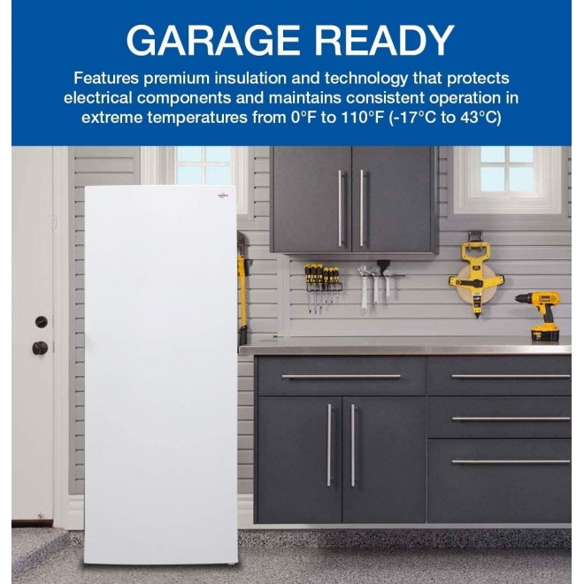 Koolatron Compact Upright Freezer with 5.3 Cubic Feet Capacity - Space-Saving Slim Design Deep freezer for Home, Apartment, Condo, Cabin and Basement - White