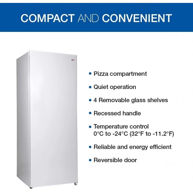 Koolatron Compact Upright Freezer with 5.3 Cubic Feet Capacity - Space-Saving Slim Design Deep freezer for Home, Apartment, Condo, Cabin and Basement - White