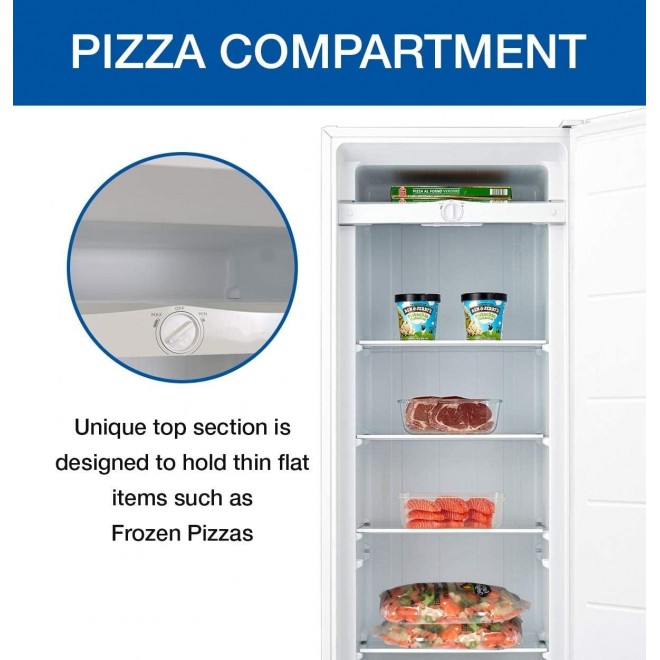 Koolatron Compact Upright Freezer with 5.3 Cubic Feet Capacity - Space-Saving Slim Design Deep freezer for Home, Apartment, Condo, Cabin and Basement - White
