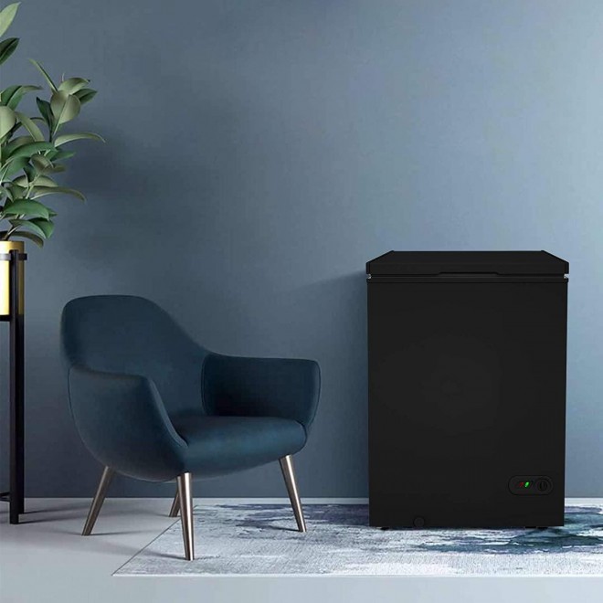 Chest Freezer-3.5 cf Removable Wire Basket Organizer, from 6.8℉ to -4℉ Free Standing Compact Fridge Freezer for Home/Kitchen/Office/Bar (3.5 cubic feet, BLACK)