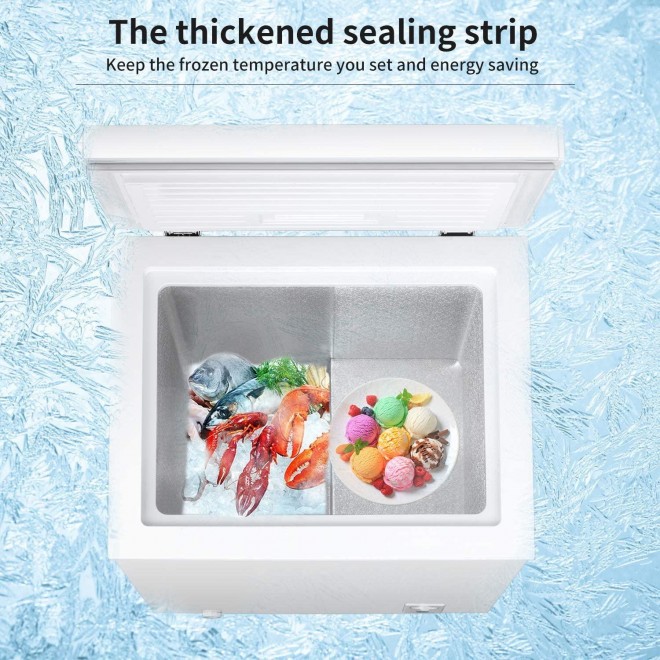SWHOME Chest Freezer Compact - 2.7/5.0 Cu.ft Small Deep Freezer Spare Freezer with Free-Standing Door Adjustable Thermostat Removable Basket