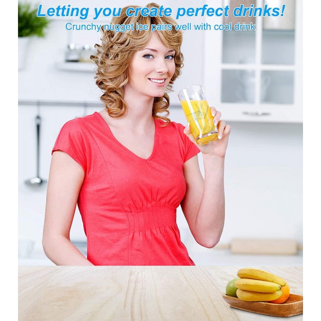 JEERBLY Nugget Ice Maker for Countertop, 110lbs/Day Commercial Ice Maker Machine with 24lbs Ice Storage Capacity, 36pcs Ice Cubes in 11min Crunchy Pebble Ice Maker Automatic Water Refill