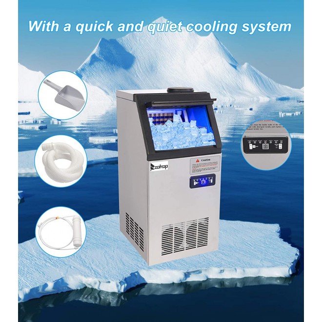 JEERBLY Nugget Ice Maker for Countertop, 110lbs/Day Commercial Ice Maker Machine with 24lbs Ice Storage Capacity, 36pcs Ice Cubes in 11min Crunchy Pebble Ice Maker Automatic Water Refill