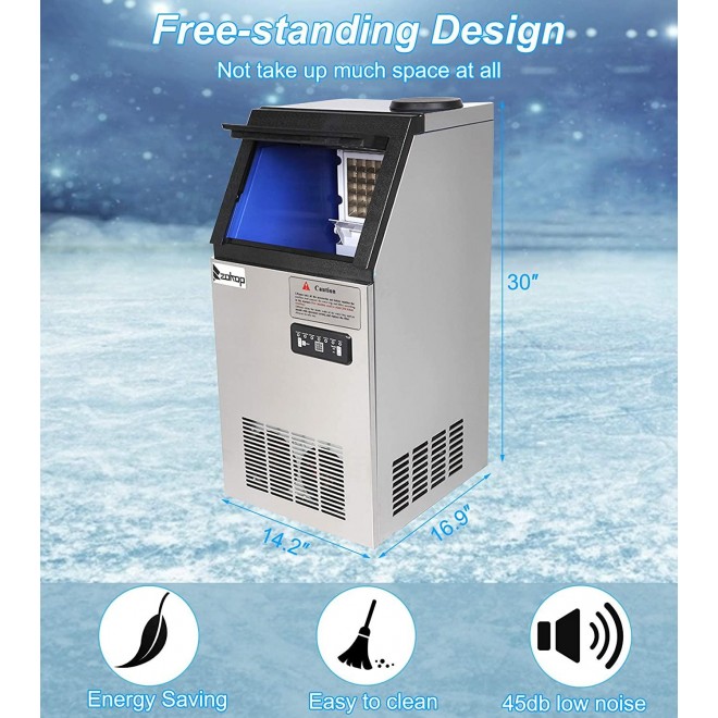 JEERBLY Nugget Ice Maker for Countertop, 110lbs/Day Commercial Ice Maker Machine with 24lbs Ice Storage Capacity, 36pcs Ice Cubes in 11min Crunchy Pebble Ice Maker Automatic Water Refill