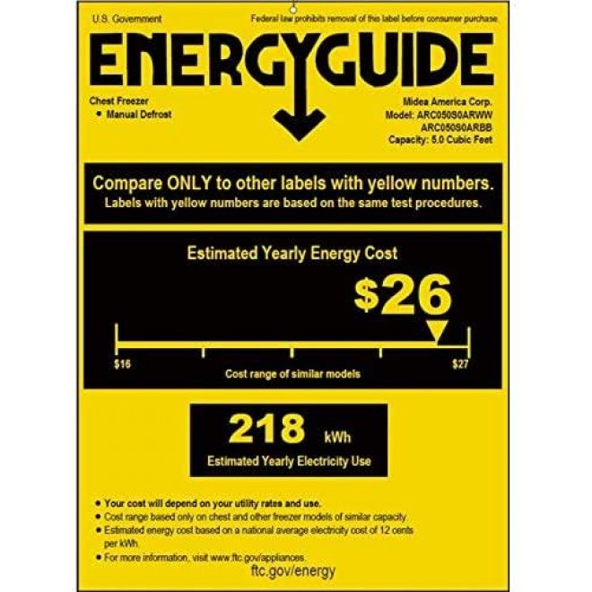 Arctic King 5 Cu ft Chest Freezer, Black