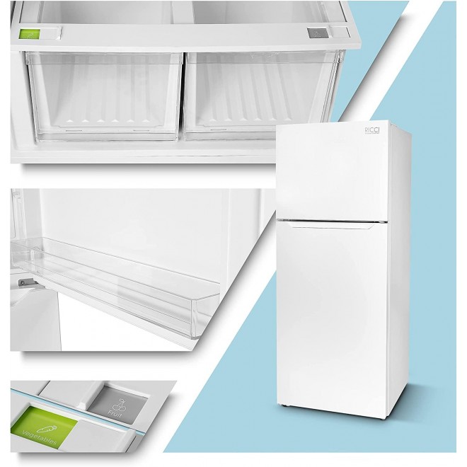 RICCI Apartment Size Refrigerator – 15 Cubic Feet Upright Refrigerator Full Size Fridge – Spacious Interior and Automatic Defrost – LED Lighting and User-Friendly Controller