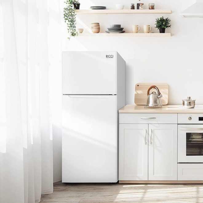 RICCI Apartment Size Refrigerator – 15 Cubic Feet Upright Refrigerator Full Size Fridge – Spacious Interior and Automatic Defrost – LED Lighting and User-Friendly Controller