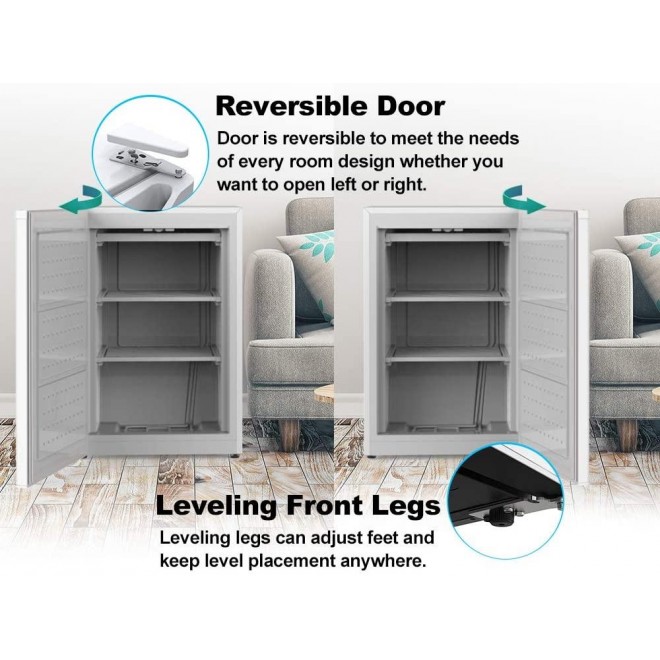 Walsh WSF31UWED Small Deep Compact Freezer, Adjustable Mechanical Temperature Control, 3.1 Cu.Ft, White