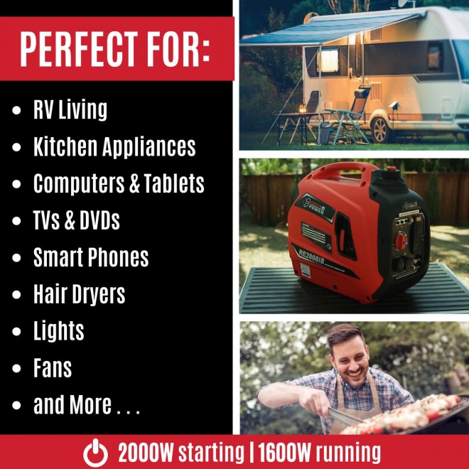 Predator Generators 62523 2,000W Super Quiet Inverter Generator