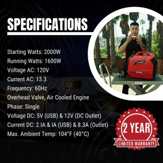 Predator Generators 62523 2,000W Super Quiet Inverter Generator
