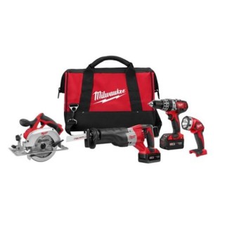 Milwaukee 2694-24 M18 4-Tool Combo Kit with Hammer Drill, Sawzall, Circular Saw, Worklight