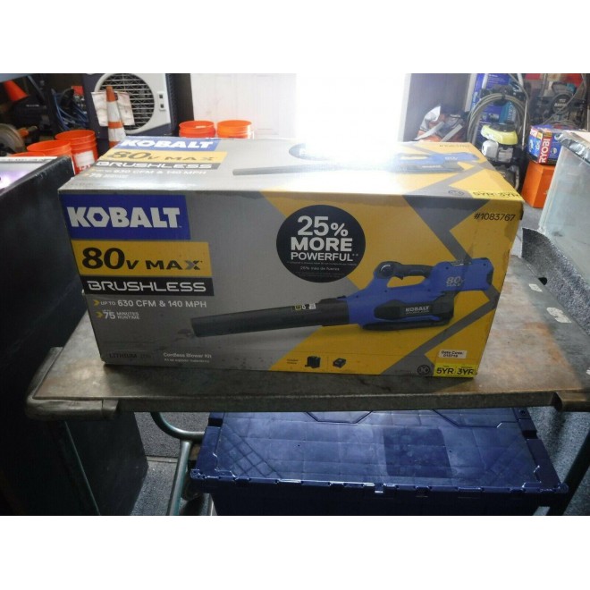 Kobalt KHB 2580-06 80V Li-Ion 630-CFM Brushless Cordless Electric Leaf Blower