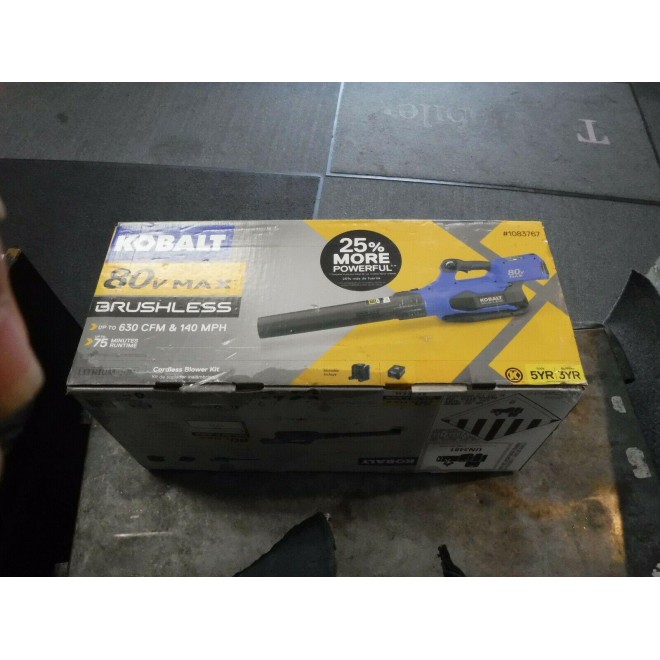 Kobalt KHB 2580-06 80V Li-Ion 630-CFM Brushless Cordless Electric Leaf Blower
