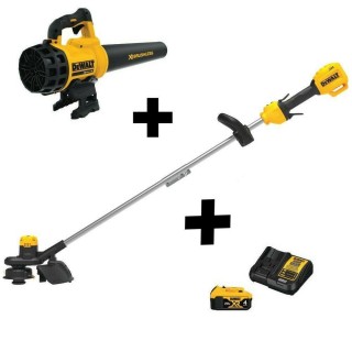 DEWALT Cordless Straight Shaft Weed Trimmer Leaf Blower Combo Battery Charger